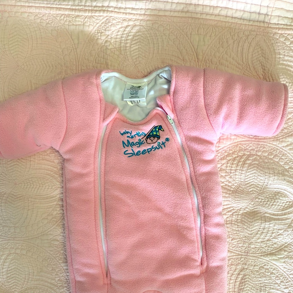Pink baby Merlin sleep suit